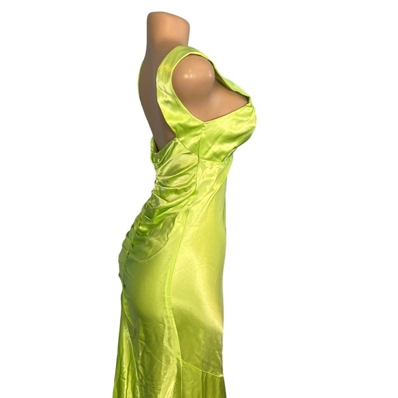 Zum Zum by Niki Livas Vintage Y2K Lime Green Satin Dress - Picture 4 of 8